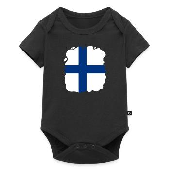 Finnland Flagge Suomi Finnische Fahne Used Look - Baby Premium Kurzarmbody - Schwarz - Vorne