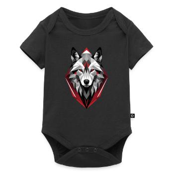 Loup géométrique - Body à manches courtes Premium Bébé - noir - Devant