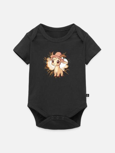 Ziege Rind - Baby Premium Kurzarmbody - Schwarz