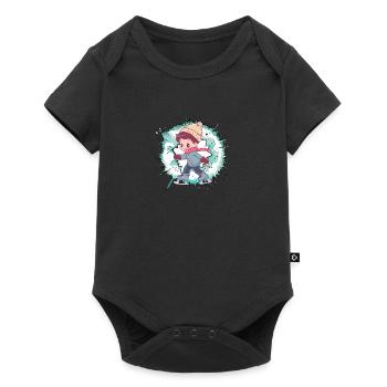 Eislauf Eislaufen Eiskunstlauf - Baby Premium Kurzarmbody - Schwarz - Vorne