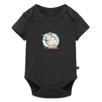 Ziege Steinbock Ziegen - Baby Premium Kurzarmbody - Schwarz - Vorne