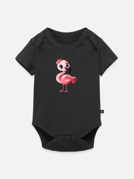 Flamingo Flamenco Tierliebe - Baby Premium Kurzarmbody - Schwarz