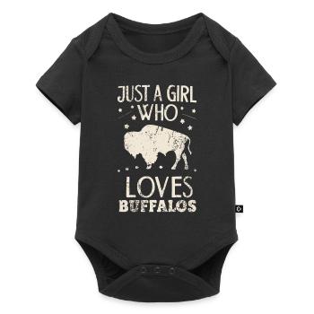 Nur ein Mädchen, das Buffalos liebt Büffel - Baby Premium Kurzarmbody - Schwarz - Vorne