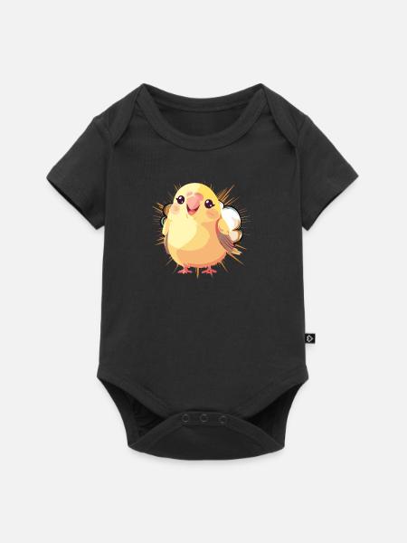 Wellensittich Vogelschwarm - Baby Premium Kurzarmbody - Schwarz