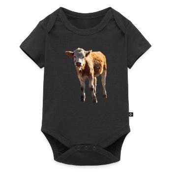 cow kuh calf kalb beef - Baby Premium Kurzarmbody - Schwarz - Vorne