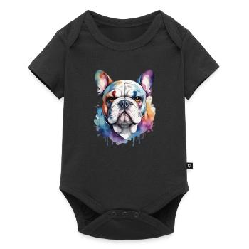 Bouledogue français Cool Cool Coloré - Body à manches courtes Premium Bébé - noir - Devant