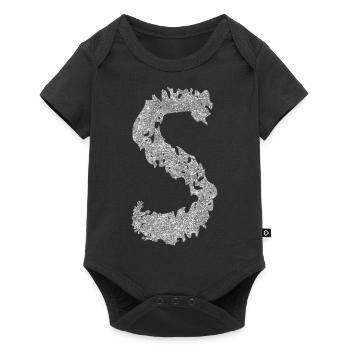 Buchstabe S Geschenk Name - Baby Premium Kurzarmbody - Schwarz - Vorne