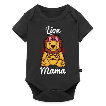 Lion Mama Heart Ladies Girls Lion Love Lion Mom - Baby Premium short-sleeve bodysuit - black - Front