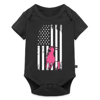 American Flag Western Barrel Horse Barrel Racing - Baby Premium Kurzarmbody - Schwarz - Vorne