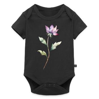 Rosa Blume in Wasserfarben style - Baby Premium Kurzarmbody - Schwarz - Vorne