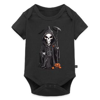 Dessin animé Grim Reaper Drôle Dessin Animé Design Magicien - Body à manches courtes Premium Bébé - noir - Devant