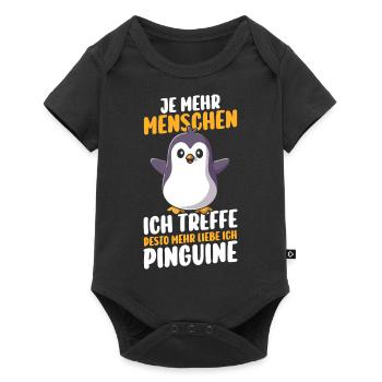 Pinguin - Baby Premium Kurzarmbody - Schwarz - Vorne