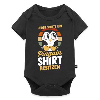 Pinguin - Baby Premium Kurzarmbody - Schwarz - Vorne