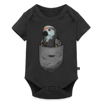 Cadeau de perroquet gris africain - Body à manches courtes Premium Bébé - noir - Devant