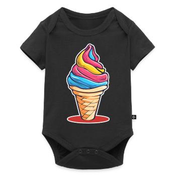 Arc-en-ciel de crème glacée - Body à manches courtes Premium Bébé - noir - Devant