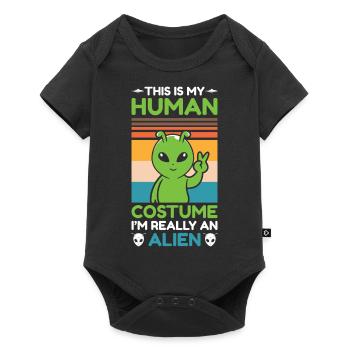 Lustiges Weltraum-Außerirdisches UFO-Raumschiff - Baby Premium Kurzarmbody - Schwarz - Vorne