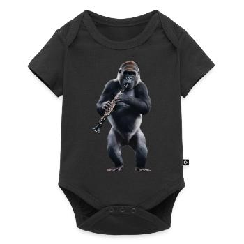 Gorilla Klarinette - Baby Premium Kurzarmbody - Schwarz - Vorne