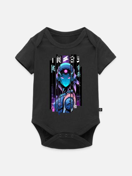 Cyborg Frau Futuristischer Roboter - Baby Premium Kurzarmbody - Schwarz