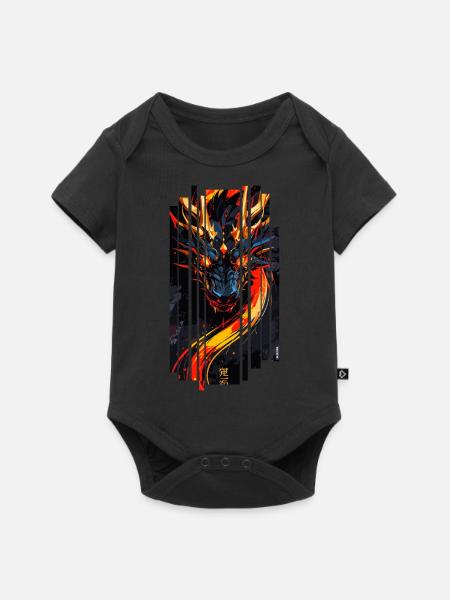 Roter Fantasy-Drache - Baby Premium Kurzarmbody - Schwarz