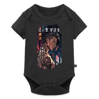 Homme tatoué cyber rouge - Body à manches courtes Premium Bébé - noir - Devant