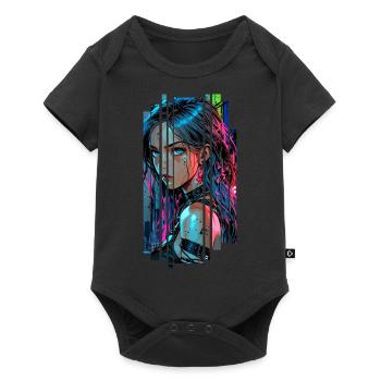 Cyber woman Urban city neon - Baby Premium short-sleeve bodysuit - black - Front