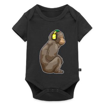 Musique casque Monkey - Body à manches courtes Premium Bébé - noir - Devant