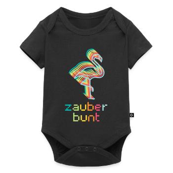 Zauberbunt - Flamingo - Wortschätze - Baby Premium Kurzarmbody - Schwarz - Vorne