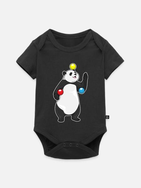 Panda Jongleur Jonglieren - Baby Premium Kurzarmbody - Schwarz