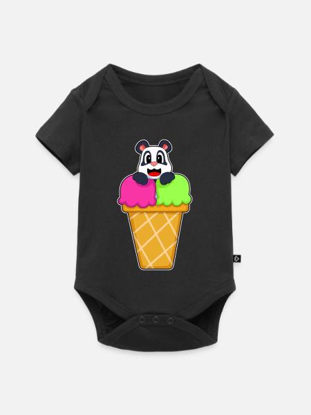 Panda Waffeleis - Baby Premium Kurzarmbody - Schwarz