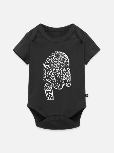 leopard weiß Geschenk  - Baby Premium Kurzarmbody - Schwarz