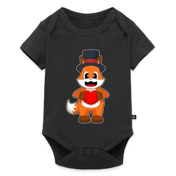 Fuchs Bräutigam Herz Hochzeit - Baby Premium Kurzarmbody - Schwarz - Vorne
