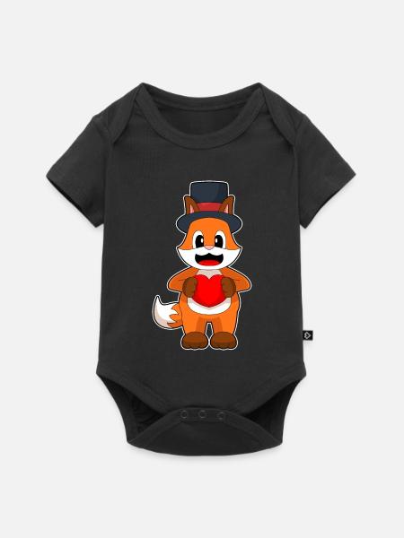 Fuchs Bräutigam Herz Hochzeit - Baby Premium Kurzarmbody - Schwarz