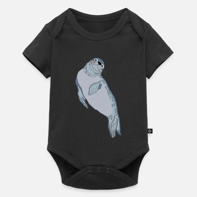 Robbe Seehund - Baby Premium Kurzarmbody - Schwarz