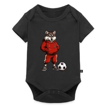 Wolf Footballer red - Baby Premium short-sleeve bodysuit - black - Front