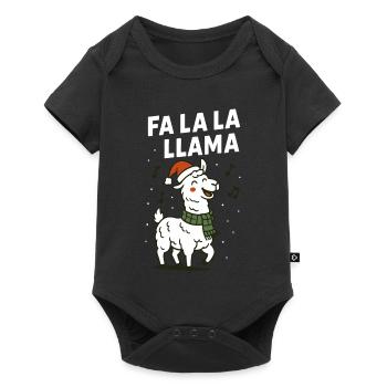 Fa La La Llama Christmas Family Fun - Baby Premium short-sleeve bodysuit - black - Front