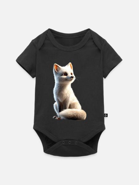 Polarfuchs Schneefuchs Eisfuchs Süßer Weißer Fuchs - Baby Premium Kurzarmbody - Schwarz
