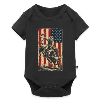 Rodéo, Cow-boy, Western, Taureau, Taureau, Drapeau des États-Unis - Body à manches courtes Premium Bébé - noir - Devant