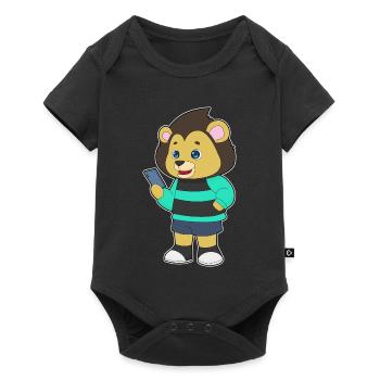 Löwe Smartphone - Baby Premium Kurzarmbody - Schwarz - Vorne