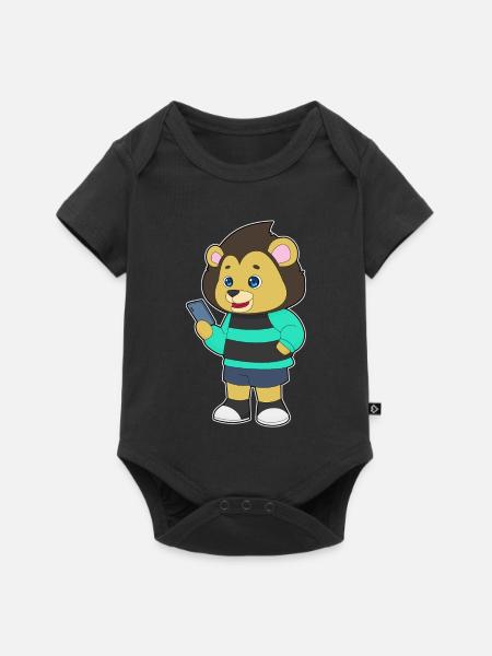 Löwe Smartphone - Baby Premium Kurzarmbody - Schwarz