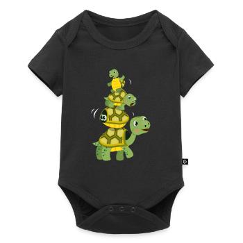 Cute colorful turtle sea creatures - Baby Premium short-sleeve bodysuit - black - Front