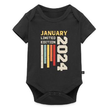 Januar 2024 - Geburtstagsgeschenk Januar 2024 - Baby Premium Kurzarmbody - Schwarz - Vorne
