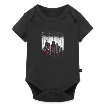 Gratte-ciel de métropole minimaliste sous la pluie - Body à manches courtes Premium Bébé - noir - Devant
