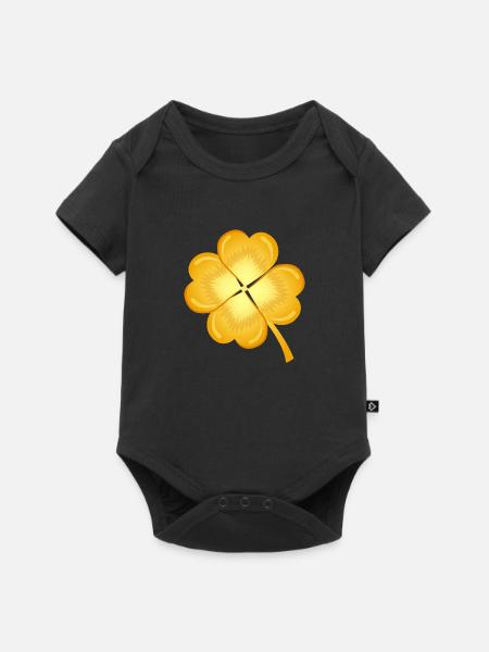 Kleeblatt Gold - Baby Premium Kurzarmbody - Schwarz