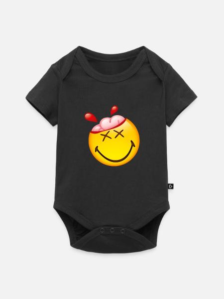 Smiley Glossy Happy Brain - Premium kortærmet baby-body  - sort