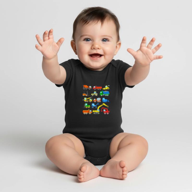 Construction sites Vehicles Excavators Baby Premium short-sleeve bodysuit