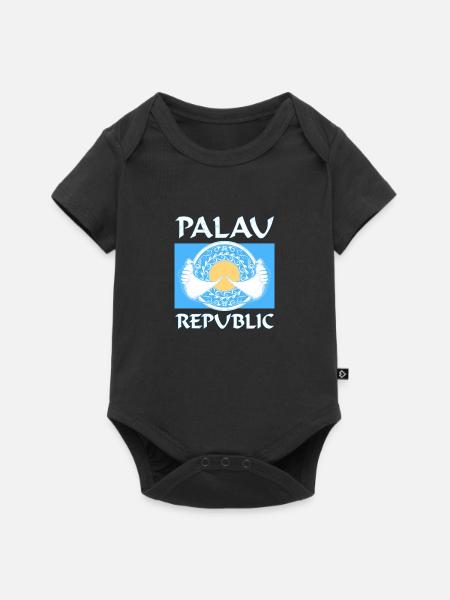 Palau Flagge Mantarochen - Baby Premium Kurzarmbody - Schwarz