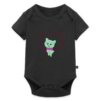 cat heart - Baby Premium Kurzarmbody - Schwarz - Vorne