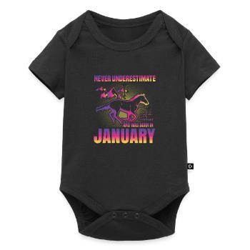 This girl loves horses | January - Baby Premium short-sleeve bodysuit - black - Front