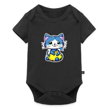 chat kawaii - mignon - manga - Body à manches courtes Premium Bébé - noir - Devant
