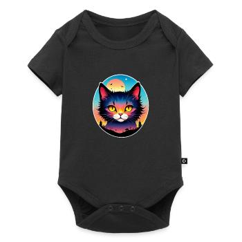 Cat and Landscape - Baby Premium short-sleeve bodysuit - black - Front